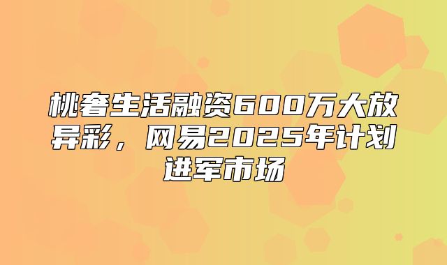桃奢生活融资600万大放异彩，网易2025年计划进军市场