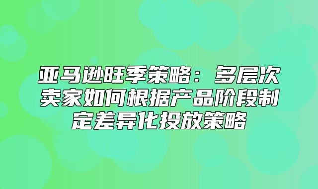 亚马逊旺季策略：多层次卖家如何根据产品阶段制定差异化投放策略