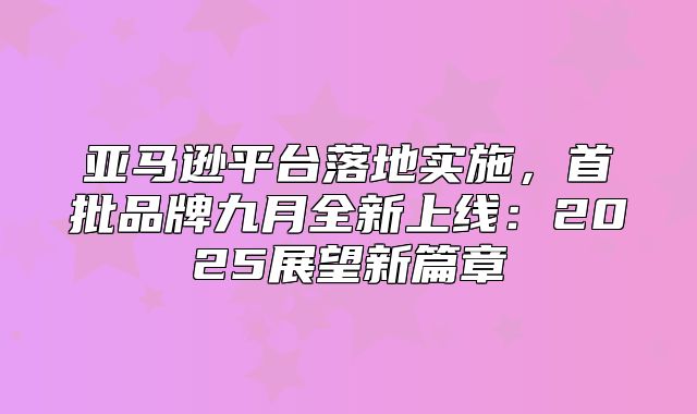 亚马逊平台落地实施，首批品牌九月全新上线：2025展望新篇章