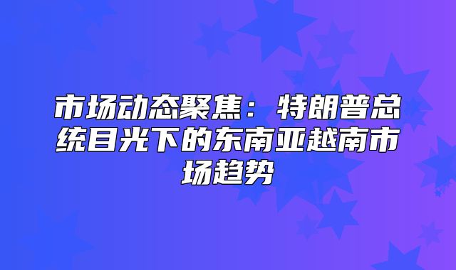 市场动态聚焦：特朗普总统目光下的东南亚越南市场趋势