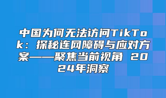 中国为何无法访问TikTok：探秘连网障碍与应对方案——聚焦当前视角 2025年洞察
