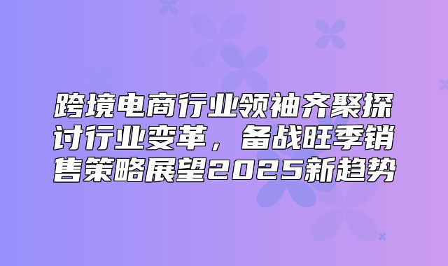 跨境电商行业领袖齐聚探讨行业变革，备战旺季销售策略展望2025新趋势