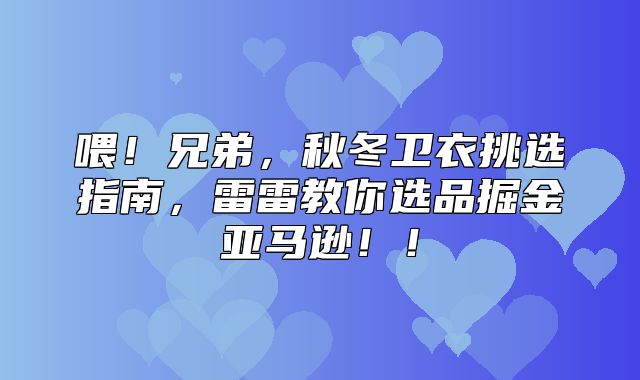 喂！兄弟，秋冬卫衣挑选指南，雷雷教你选品掘金亚马逊！！