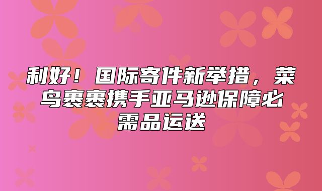利好！国际寄件新举措，菜鸟裹裹携手亚马逊保障必需品运送