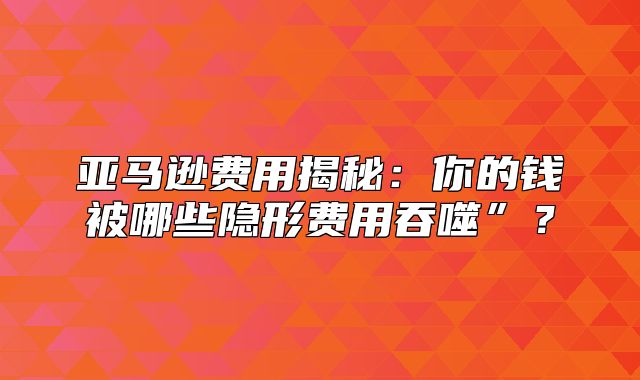 亚马逊费用揭秘：你的钱被哪些隐形费用吞噬”？
