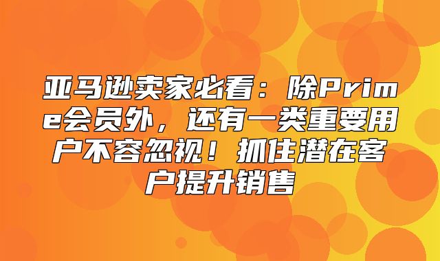 亚马逊卖家必看：除Prime会员外，还有一类重要用户不容忽视！抓住潜在客户提升销售