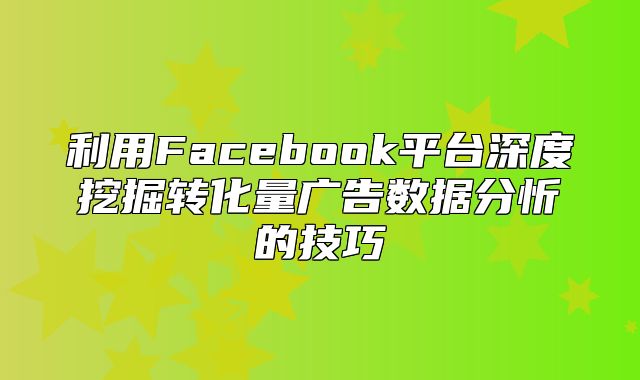 利用Facebook平台深度挖掘转化量广告数据分忻的技巧