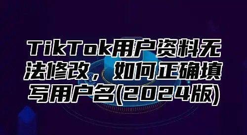 TikTok用户资料无法修改，如何正确填写用户名(2025版)