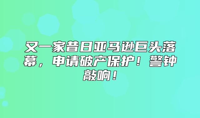 又一家昔日亚马逊巨头落幕，申请破产保护！警钟敲响！