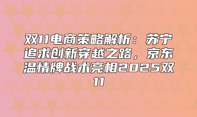 双11电商策略解析：苏宁追求创新穿越之路，京东温情牌战术亮相2025双11