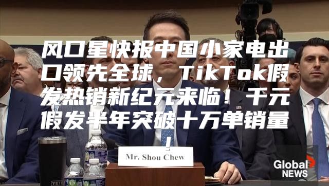 风口星快报中国小家电出口领先全球，TikTok假发热销新纪元来临！千元假发半年突破十万单销量！
