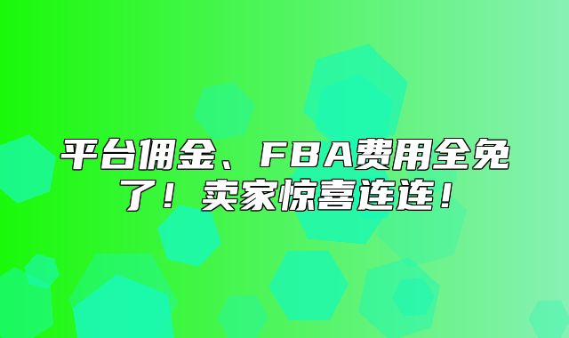 平台佣金、FBA费用全免了！卖家惊喜连连！