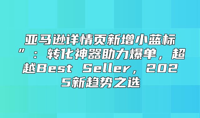 亚马逊详情页新增小蓝标”：转化神器助力爆单，超越Best Seller，2025新趋势之选