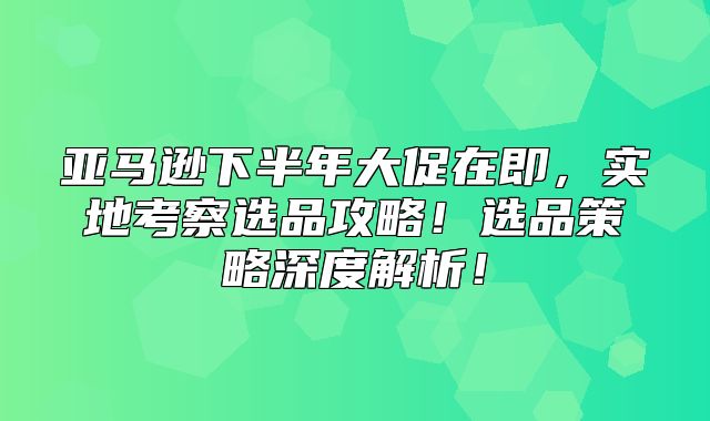 亚马逊下半年大促在即，实地考察选品攻略！选品策略深度解析！