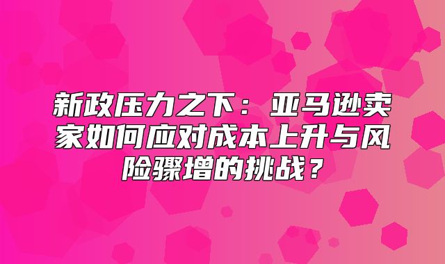 新政压力之下：亚马逊卖家如何应对成本上升与风险骤增的挑战？