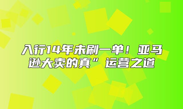 入行14年未刷一单！亚马逊大卖的真”运营之道