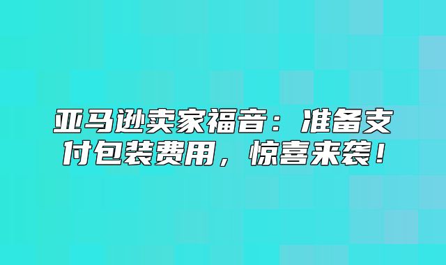 亚马逊卖家福音：准备支付包装费用，惊喜来袭！