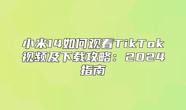 小米14如何观看TikTok视频及下载攻略：2025指南