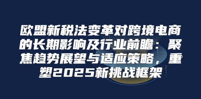 欧盟新税法变革对跨境电商的长期影响及行业前瞻：聚焦趋势展望与适应策略，重塑2025新挑战框架