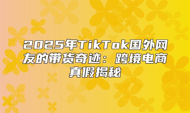2025年TikTok国外网友的带货奇迹：跨境电商真假揭秘