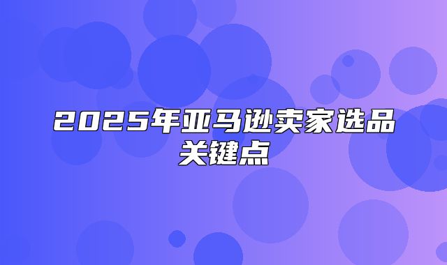 2025年亚马逊卖家选品关键点