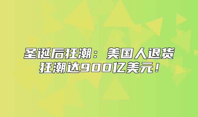 圣诞后狂潮：美国人退货狂潮达900亿美元！