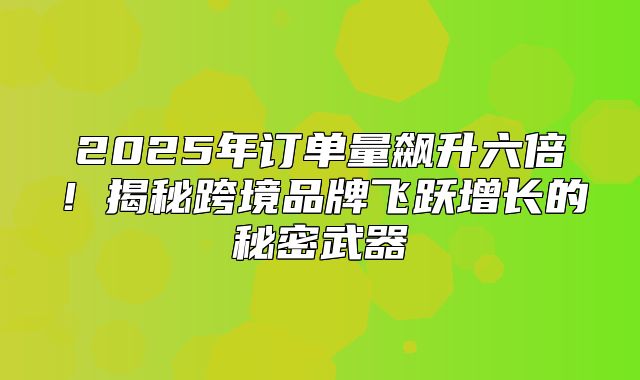 2025年订单量飙升六倍！揭秘跨境品牌飞跃增长的秘密武器