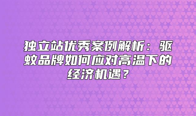 独立站优秀案例解析：驱蚊品牌如何应对高温下的经济机遇？