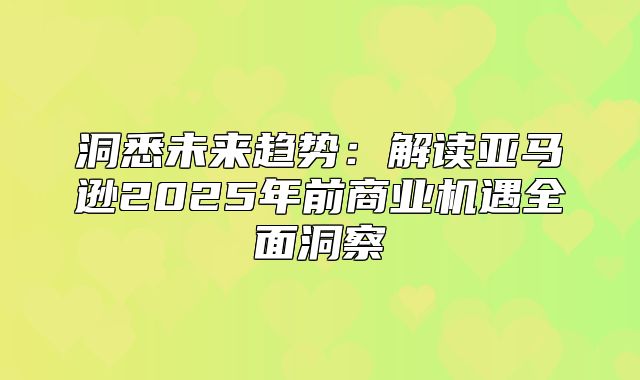洞悉未来趋势：解读亚马逊2025年前商业机遇全面洞察
