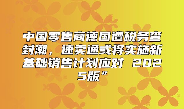 中国零售商德国遭税务查封潮，速卖通或将实施新基础销售计划应对 2025版”