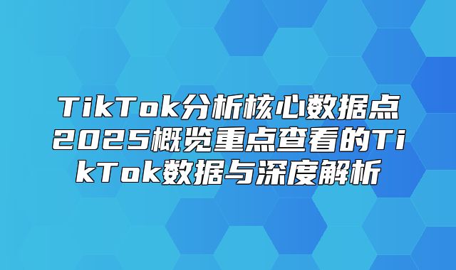 TikTok分析核心数据点2025概览重点查看的TikTok数据与深度解析