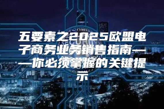五要素之2025欧盟电子商务业务销售指南——你必须掌握的关键提示