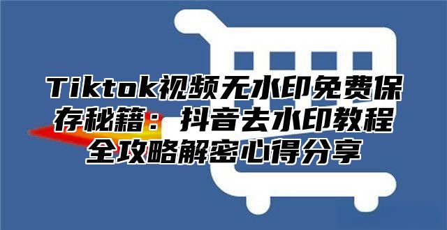 Tiktok视频无水印免费保存秘籍：抖音去水印教程全攻略解密心得分享