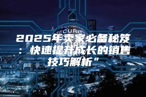 2025年卖家必备秘笈：快速提升成长的销售技巧解析”