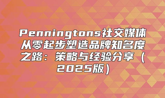 Penningtons社交媒体从零起步塑造品牌知名度之路：策略与经验分享2025版
