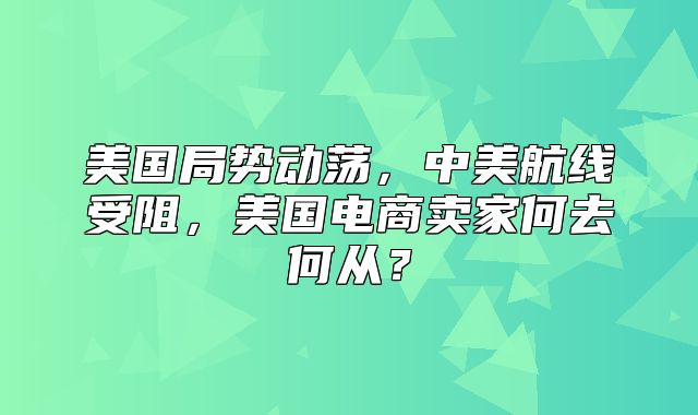 美国局势动荡，中美航线受阻，美国电商卖家何去何从？