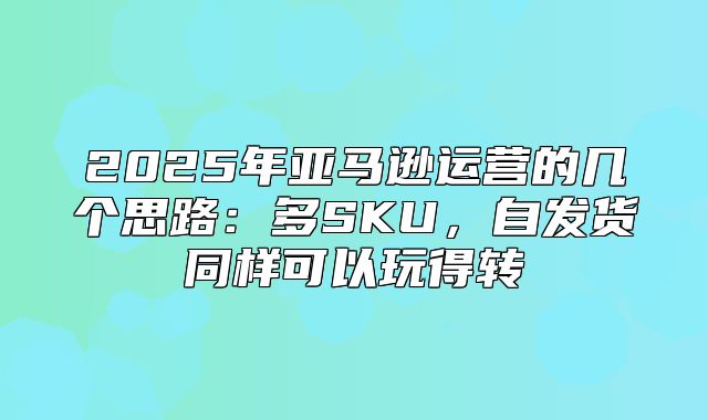 2025年亚马逊运营的几个思路：多SKU，自发货同样可以玩得转