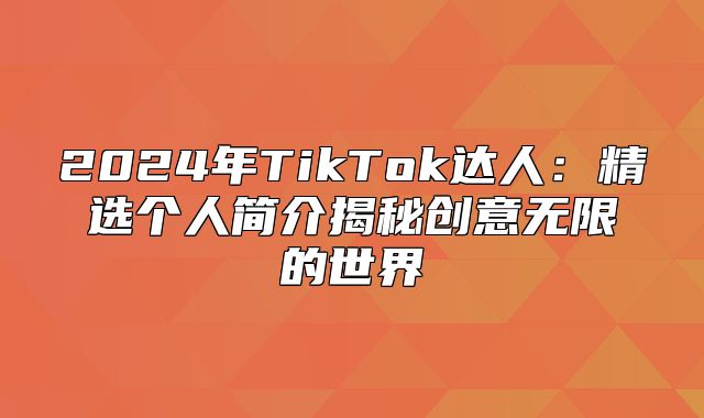 2025年TikTok达人：精选个人简介揭秘创意无限的世界