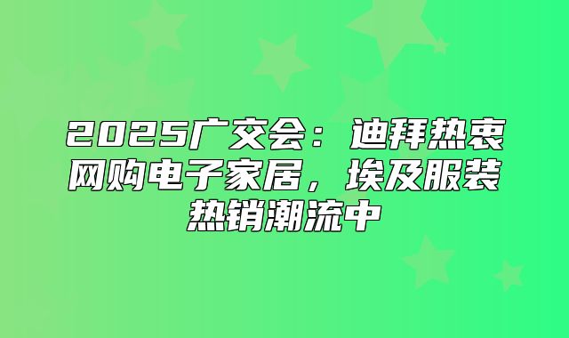 2025广交会：迪拜热衷网购电子家居，埃及服装热销潮流中