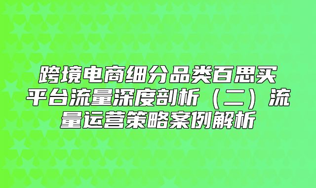 跨境电商细分品类百思买平台流量深度剖析二流量运营策略案例解析