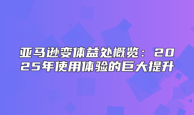 亚马逊变体益处概览：2025年使用体验的巨大提升