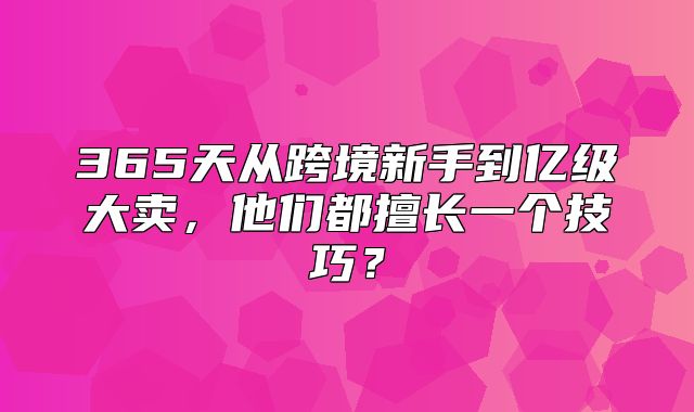 365天从跨境新手到亿级大卖，他们都擅长一个技巧？