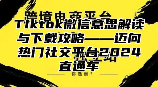 Tiktok微信意思解读与下载攻略——迈向热门社交平台2025直通车