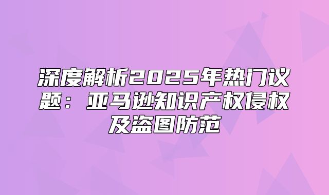 深度解析2025年热门议题：亚马逊知识产权侵权及盗图防范