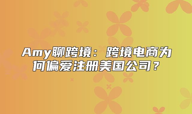 Amy聊跨境：跨境电商为何偏爱注册美国公司？
