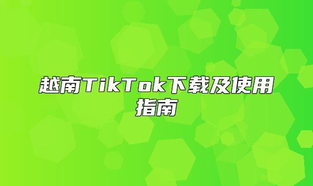 越南TikTok下载及使用指南