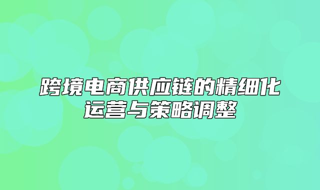 跨境电商供应链的精细化运营与策略调整