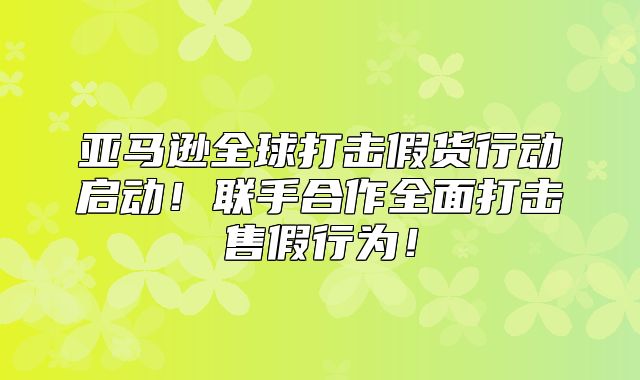 亚马逊全球打击假货行动启动！联手合作全面打击售假行为！