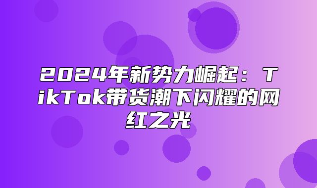 2025年新势力崛起：TikTok带货潮下闪耀的网红之光