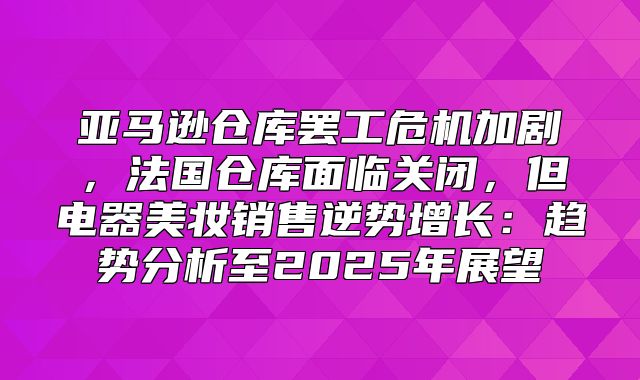 亚马逊仓库罢工危机加剧，法国仓库面临关闭，但电器美妆销售逆势增长：趋势分析至2025年展望